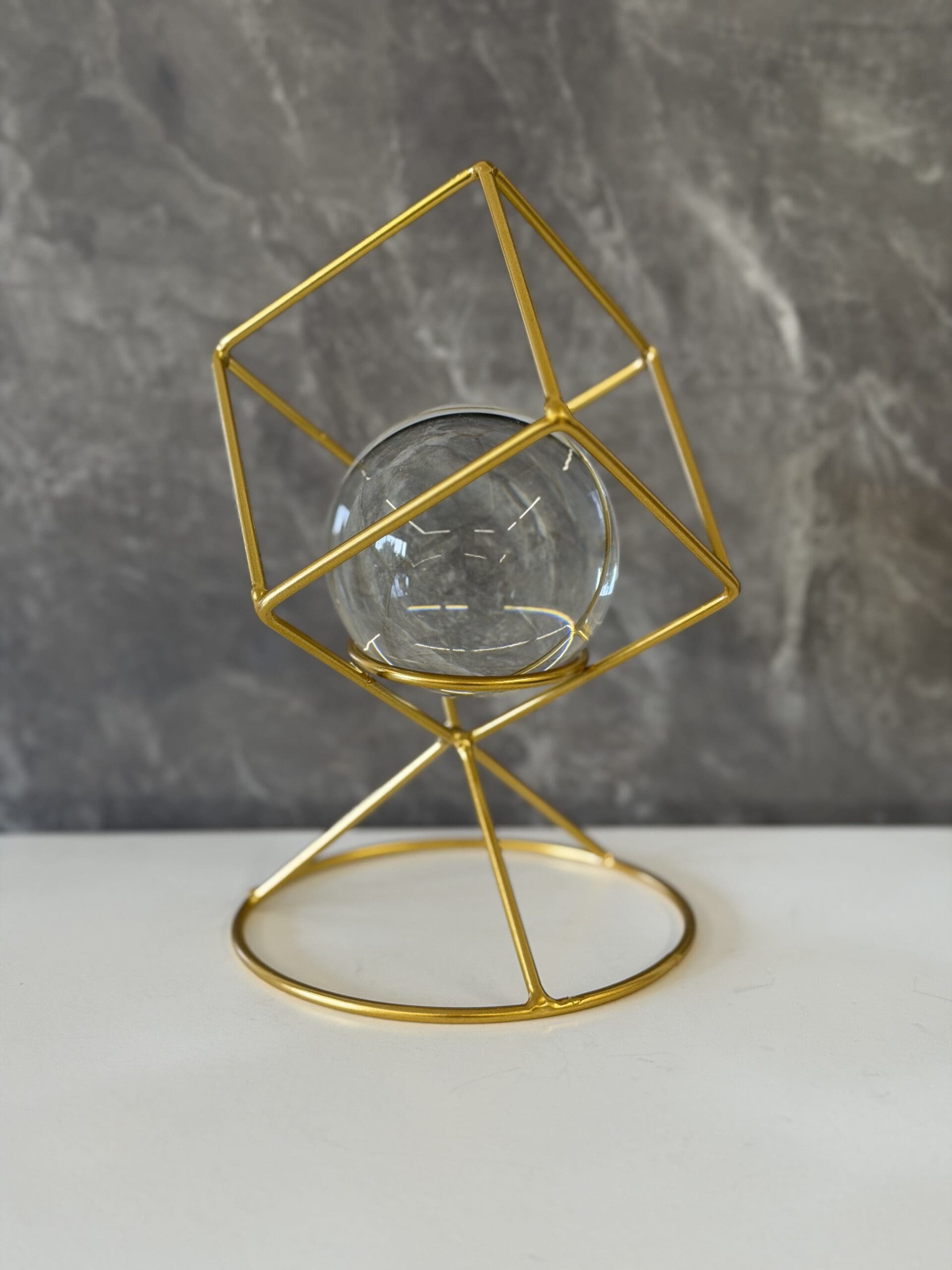 IMG_6410 Metal Frame Glass Ball Accent - Image 1