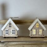 Wooden House Lantern - Set of 2