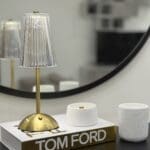 Gold Lamp & White Candle Setup